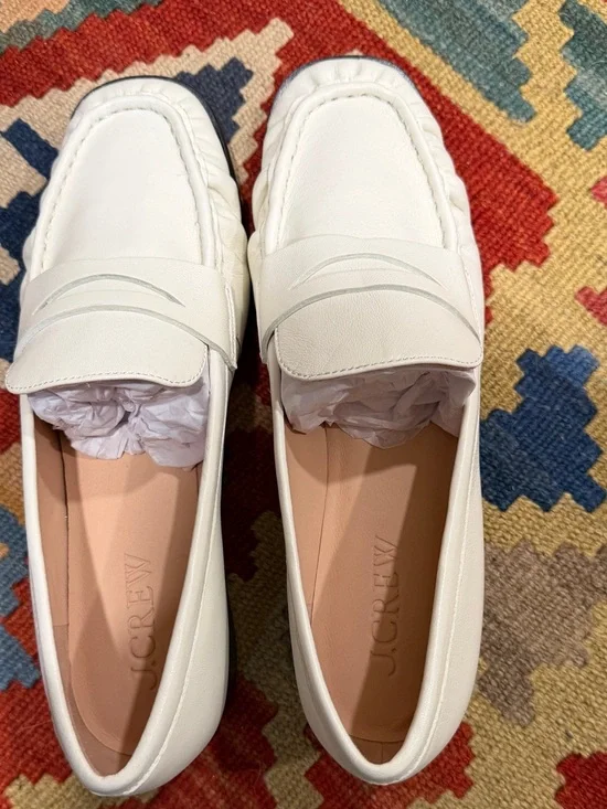J. Crew Women's White Leather Penny Loafers - Picture 9 of 9